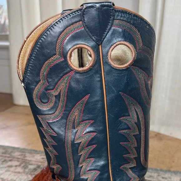 Justin Boots Style 2271 Black and Brown Western Boots 9D - Picture 4 of 13